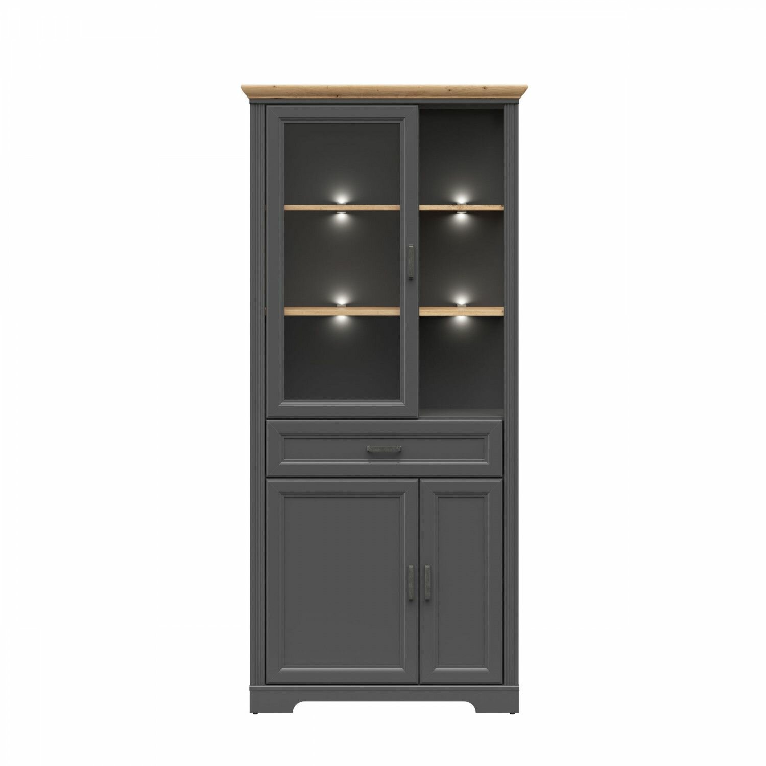 Шкаф БРВ мебель Жасмин REG1W2D1S с подсветкой (Графит/Дуб артизан)