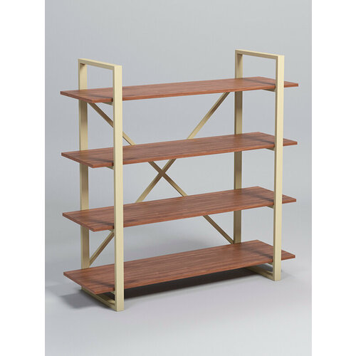 Стеллаж "Стронг" №8 в стиле лофт, Орех, металлический каркас бежевый 120 x 40 x 120 см