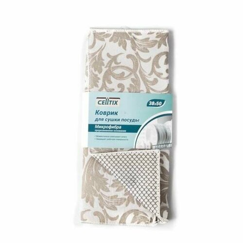 CELLTIX Коврик для сушки посуды 38х50см, прорезиненное основание, микрофибра, пл.210гр/кв. м (арт. 700998)