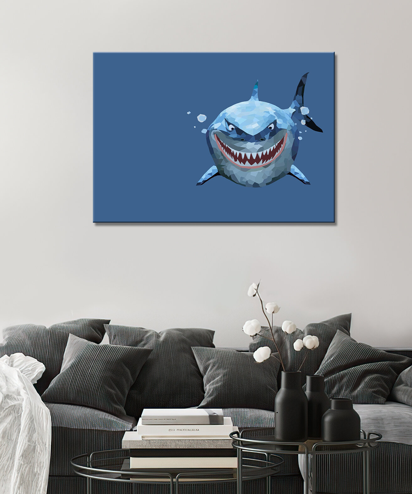 Картина - Акула акула арт акула рисунок злая акула пасть акулы (12) 50х70