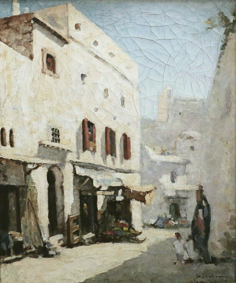 Плакат постер на холсте A Street in Algiers/Шарль Альбер Лебур-Улица в Алжире. Размер 21 х 30 см