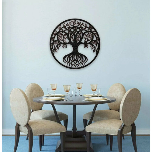 Панно 50х50 см Дерево жизни декоративное настенное чёрное декор на стену картина 1072₽