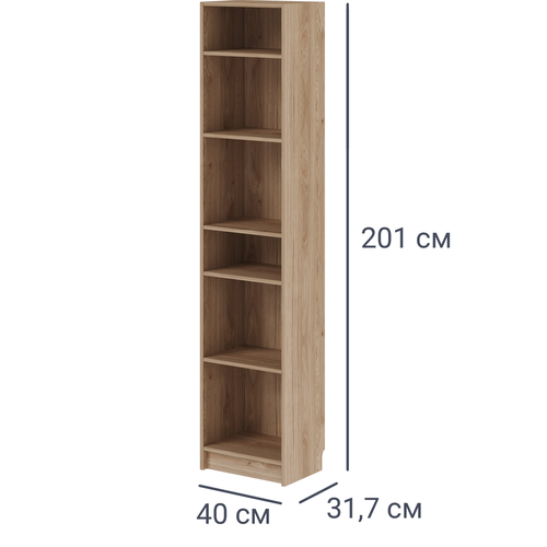 Стеллаж Буккер 40 6 секций 40x201x31.7 см ЛДСП цвет дуб Гикори Джексон