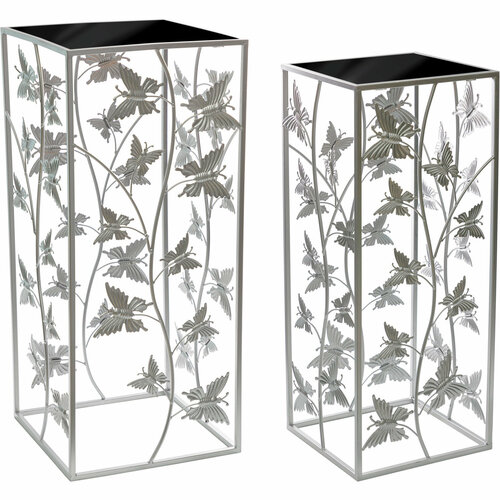 Столики интерьерные со стеклянной столешницей, набор 2 предмета 33х33х75см, 28х28х69см