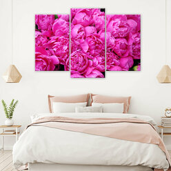 Модульная картина/Модульная картина на холсте/Модульная картина в подарок/ pink peonies- розовые пионы 120х80