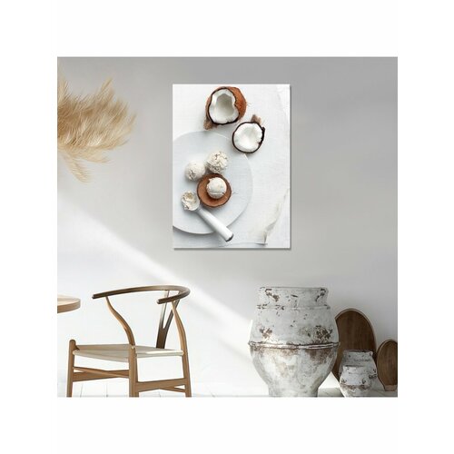 Картина на холсте с подрамником Десерт из кокоса 50х70