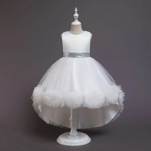 фото Платье нарядное, однотонное, размер 100, белый ljw