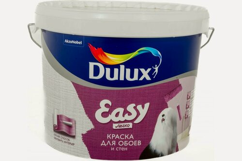 Изображение товара DULUX EASY краска водно-дисперсионная для всех типов обоев, матовая, база BW (9л)