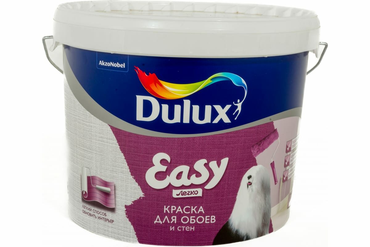 DULUX EASY краска водно-дисперсионная для всех типов обоев матовая база BW (5л)