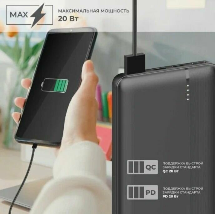 Внешний аккумулятор Hiper MX Pro 10000 10000mAh 3A QC PD 1xUSB черный (MX PRO 10000 BLACK) - фото №16