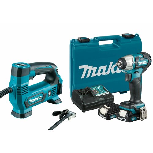 Набор Makita аккумуляторный ударный гайковерт TW160DWAE аккумуляторный компрессор MP100DZ PT999 2590600₽