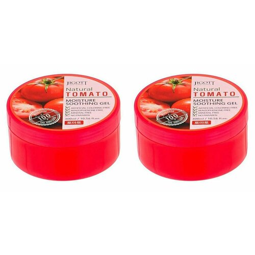 Jigott Гель для тела Natural Tomato Moisture Soothing Gel, с экстрактом Томата, 300 мл, 2 шт. универсальный гель с экстрактом томата tomato moisture soothing gel 300мл