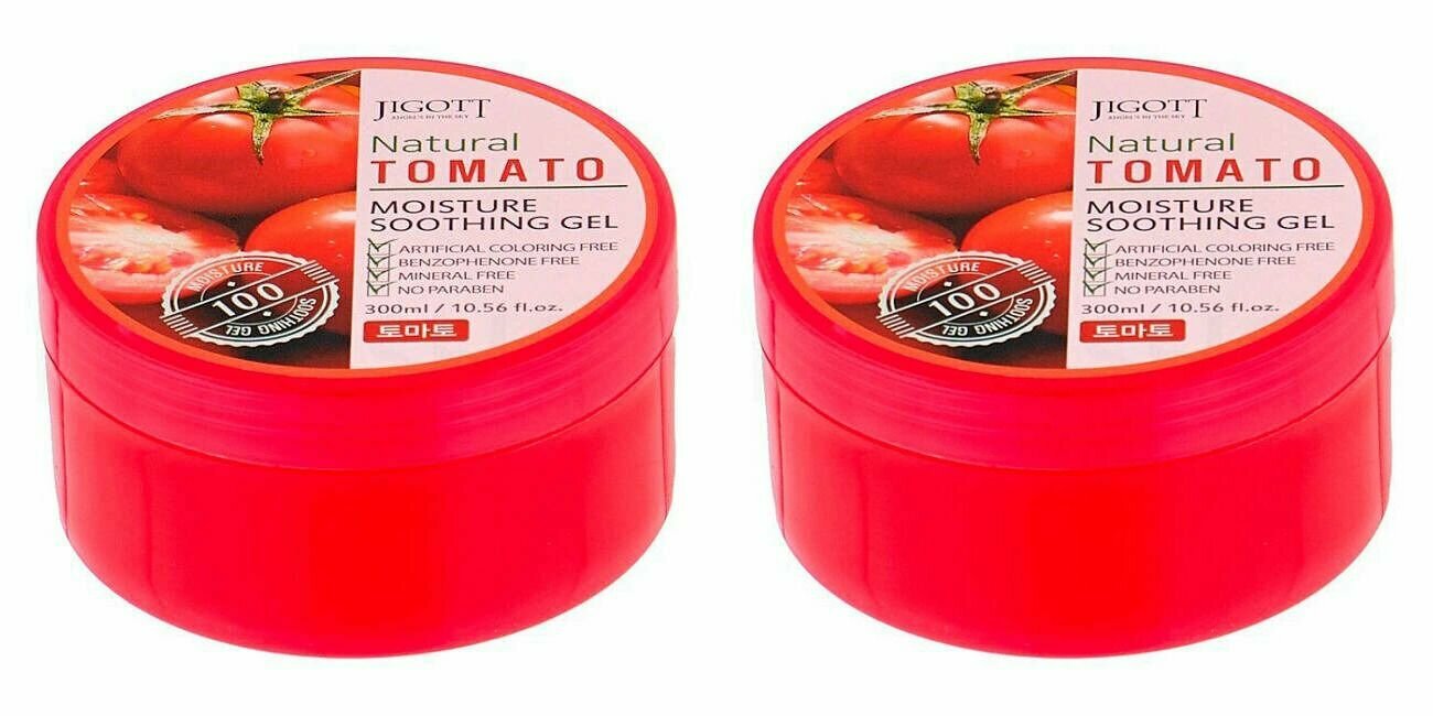 Jigott Гель для тела Natural Tomato Moisture Soothing Gel, с экстрактом Томата, 300 мл, 2 шт.