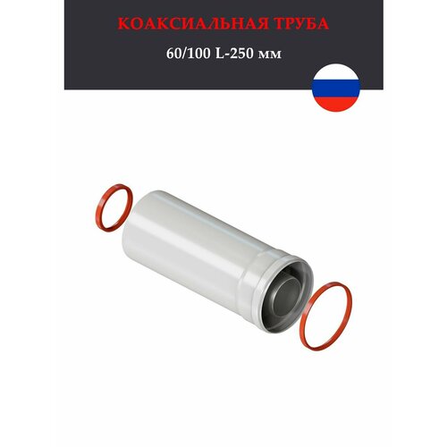 Коаксиальная труба 60/100 L-250 мм.