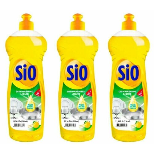 SIO Средство для посуды Dishwashing Liquid Лимон, 750 мл, 3 шт