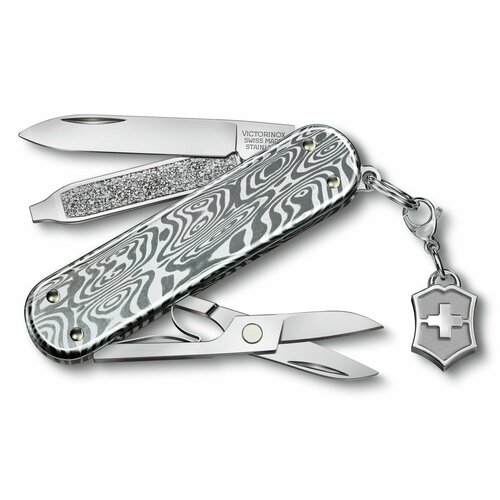 Нож перочинный Victorinox Classic Brilliant Damast (0.6221.34) 58мм, 5 функций, серебристый, подарочная коробка