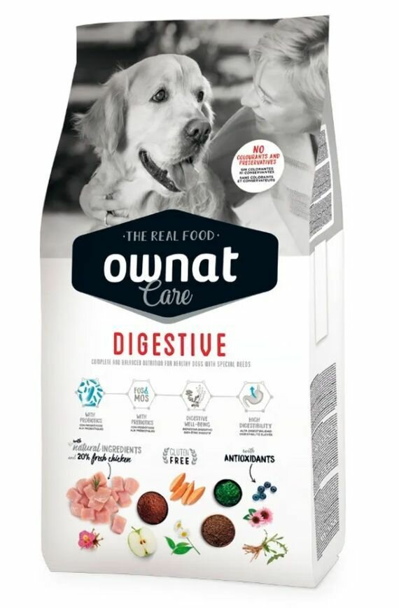 Ownat Adult Care digestive Сухой корм для собак всех пород с чувствительным пищеварением, с курицей, 3 кг