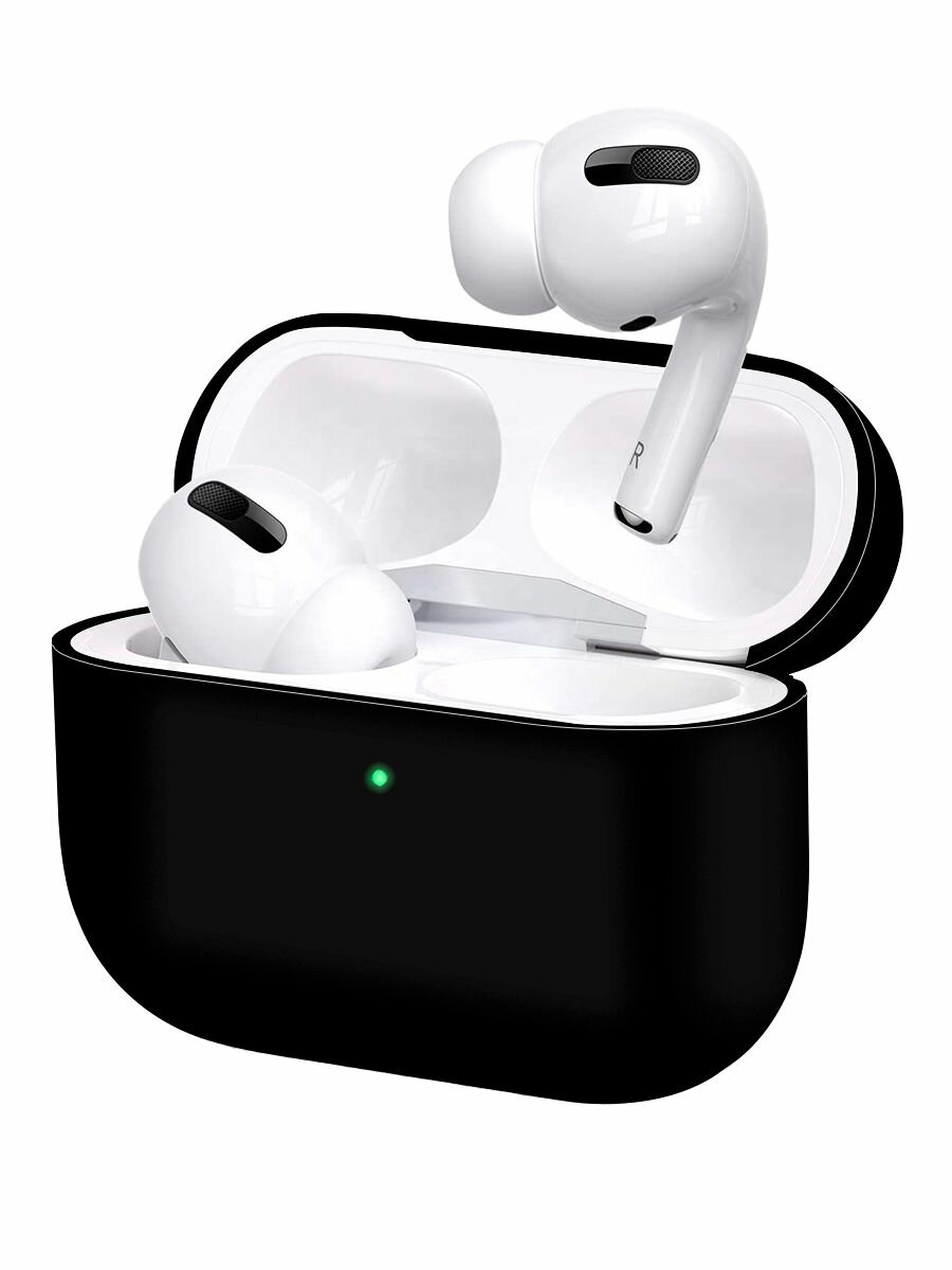 Силиконовый чехол (футляр) для наушников Apple AirPods Pro 2/ кейс на аирподс про 2, цвет черный