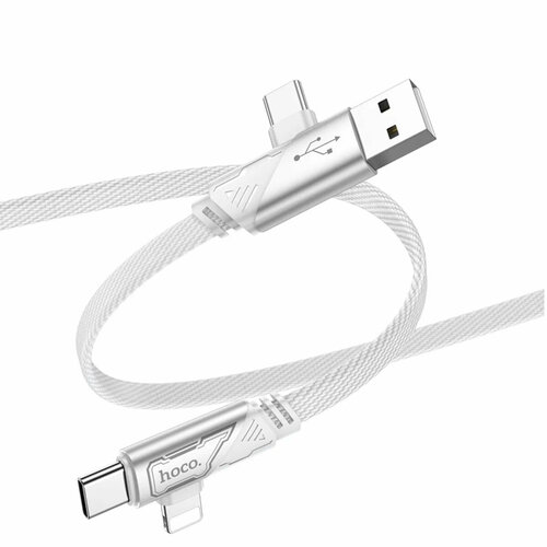 нейлоновый кабель hoco u119 usb a to type c белый Кабель USB 4in1 Hoco U119, 60W, белый