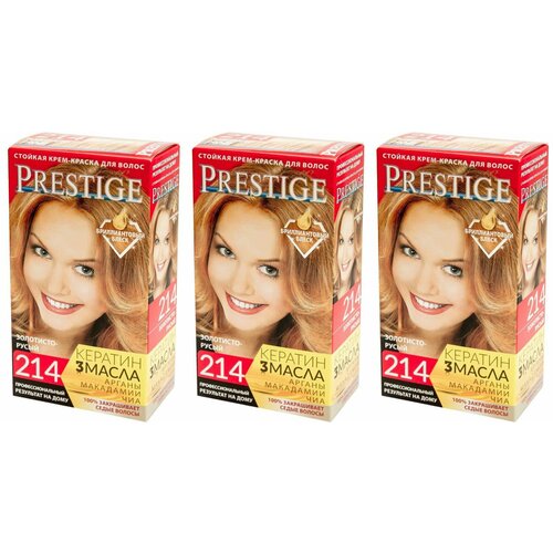 VIP's Prestige Крем-краска для волос Бриллиантовый блеск, тон 214 Золотистый русый, 115 мл, 3 шт