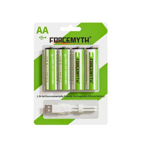 Аккумуляторные батарейки AA 1, 5V 2500 mWh ( 4 шт.) с USB зарядкой.