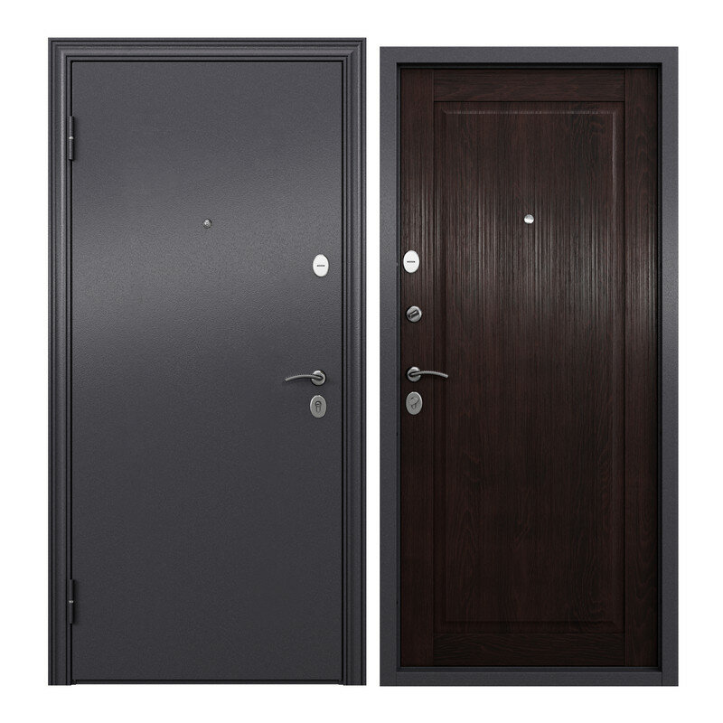 Дверь входная для квартиры Torex Flat-M 860х2050 левый, тепло-шумоизоляция, антикоррозийная защита замки 4-го и 2-го класса, черный/коричневый - фотография № 1