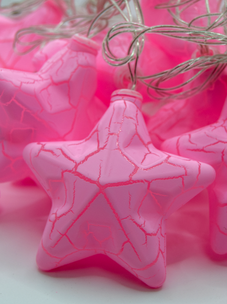 фото Гирлянда светодиодная/ Электрогирлянда звезды/ Новогодняя гирлянда 2 м/ Гирлянда с удлинителем/ Розовый