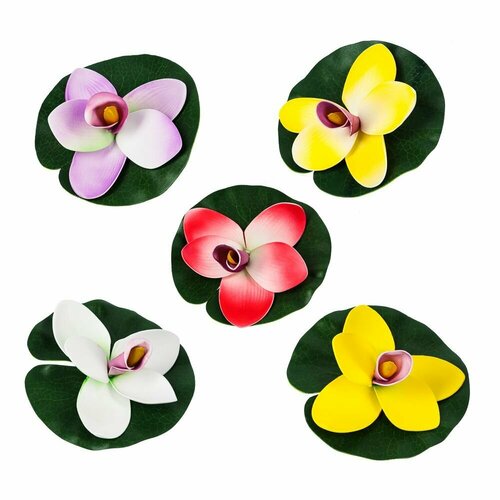 Цветок декоративный для пруда "Орхидея" ПВХ 14см (дизайн в ассортименте)