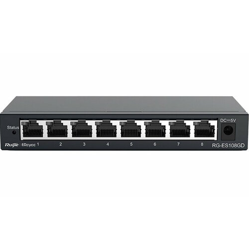 Reyee 8-Port Gigabit unmanaged Switch 8 Gigabit RJ45 Ports Steel Case 197300₽