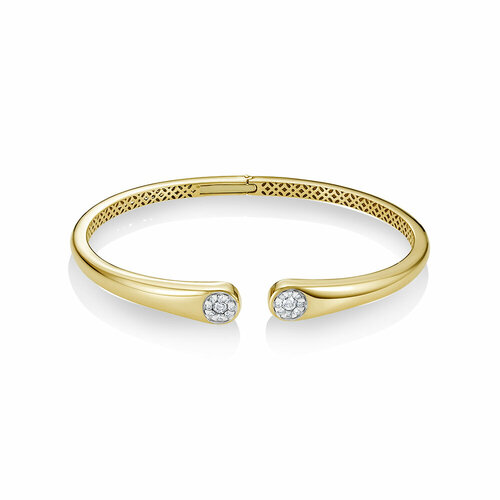 фото Жесткий браслет vesna jewelry, желтое золото, 585 проба, родирование, бриллиант, длина 17.5 см.