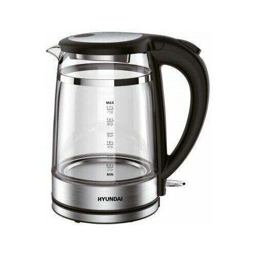 Электрический чайник Hyundai 17л 2200Вт черныйпрозрачный корпус стекло 2875₽