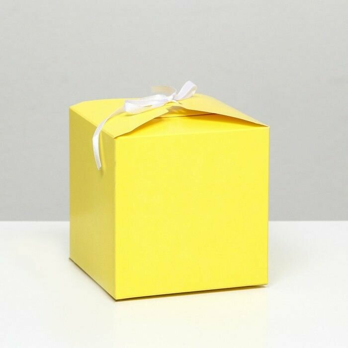 Коробка складная, квадратная, желтая, 12 х 12 х 12 см,