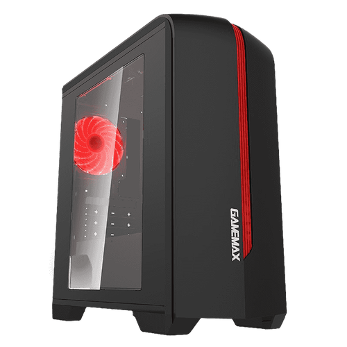 Корпус GameMax Centauri Black Red без БП (ATX, Черн.-кр, USB3.0, Зак. стекло, 1*120мм. RGB, пыл. фильтр)