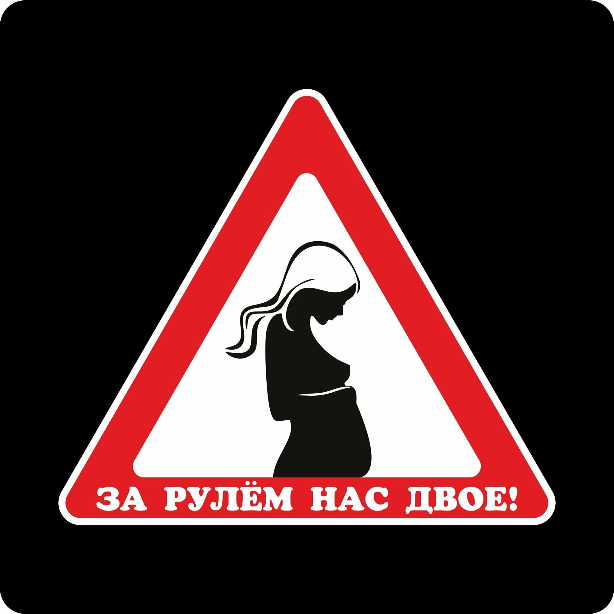 Наклейки на авто стикеры "Автознак. За рулем нас двое" 15х13 см.