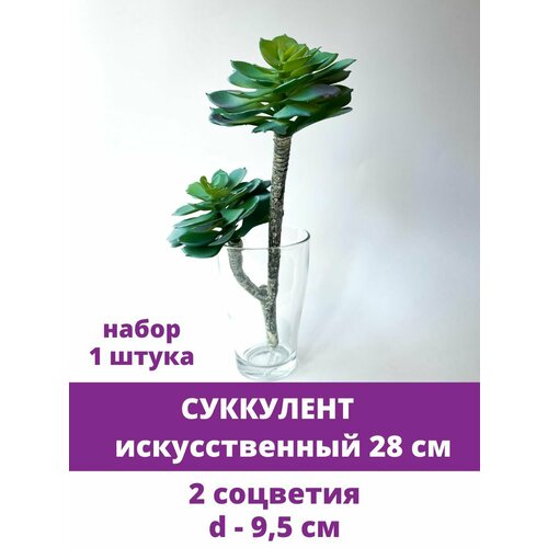 Суккулент, Искусственная зелень, букет 28 см, 2 соцветия, набор 1 букет