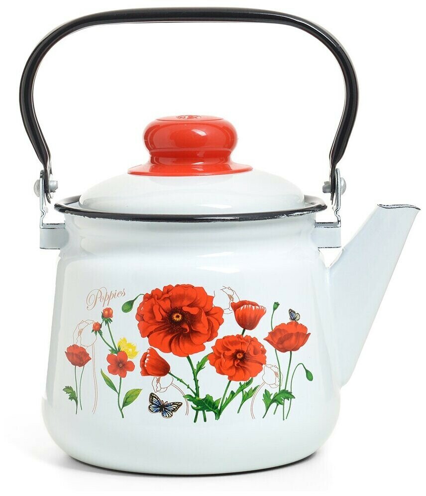 Чайник для плиты Эстет ЭТ-75004 Красные маки 1.5л