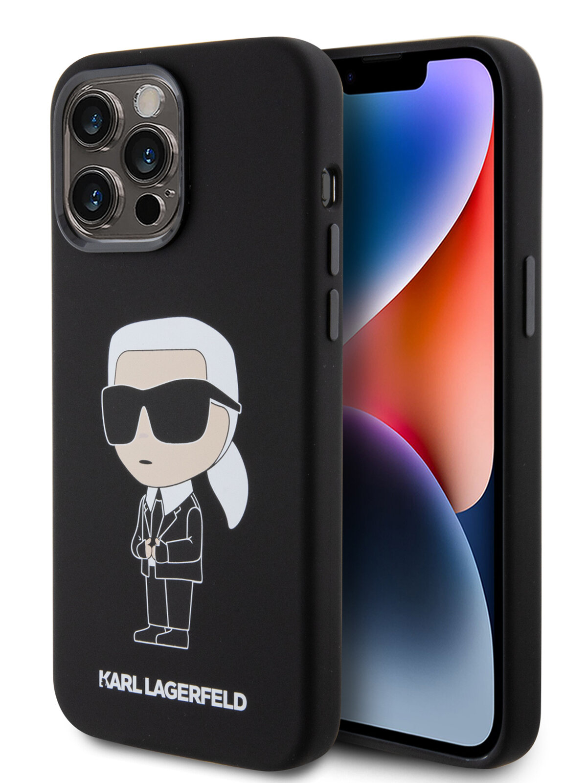 Lagerfeld для iPhone 15 Pro чехол Liquid silicone NFT Karl Ikonik Hard Black