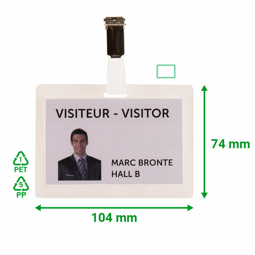 Бейдж на металлической клипсе 74х104 мм, прозрачный