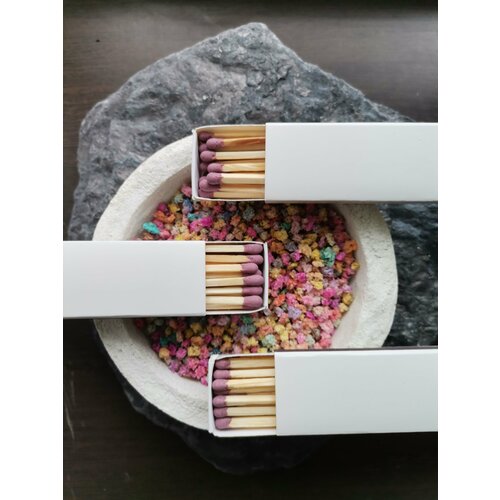 Спички для свечей длинные 85 мм, цветные, набор 3 коробки, сиреневые