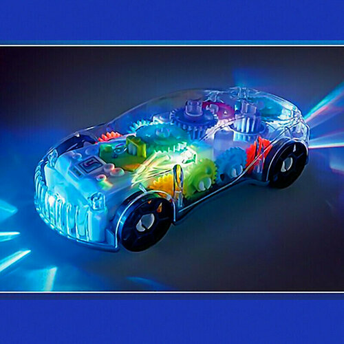 Прозрачная Машинка с шестеренками светящияся со звуком Интерактивная