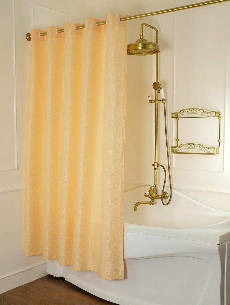 MIGLIORE Шторка L180xH200 см. для душа/ванны, текстиль, узор барокко, цвет персиковый 25517