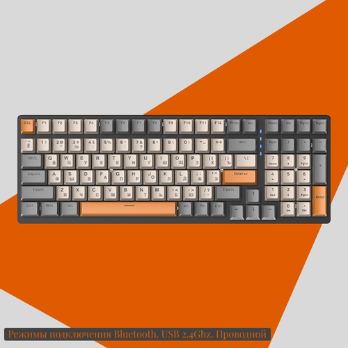 Клавиатура механическая Wolf K6 Hot-Swap беспроводная Bluetooth24Gпроводная для компьютера ноутбука телефона игровая русскаяанглийская keyboard 726300₽