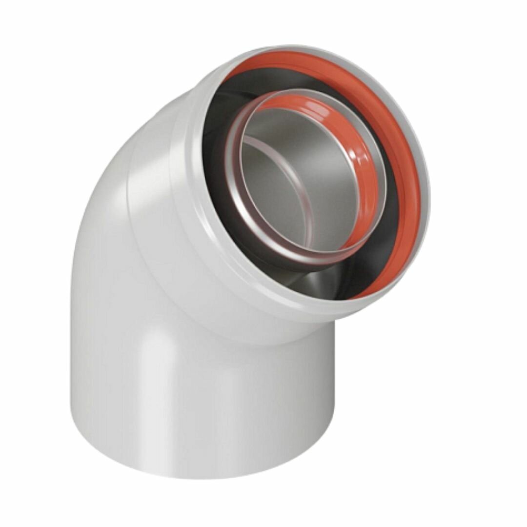 Угол дымохода 45° D=60 х 100 мм, сталь, ROMMER