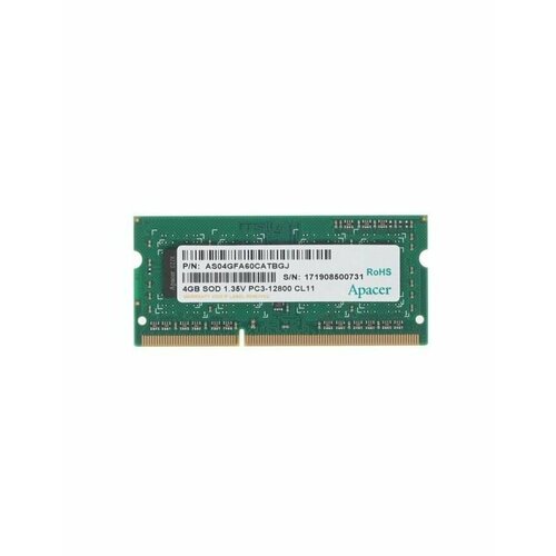 оперативная память apacer dg 04g2k kam 4gb Память оперативная DDR3 Apacer 4GB PC12800 SODIMM (DV.04G2K. KAM)