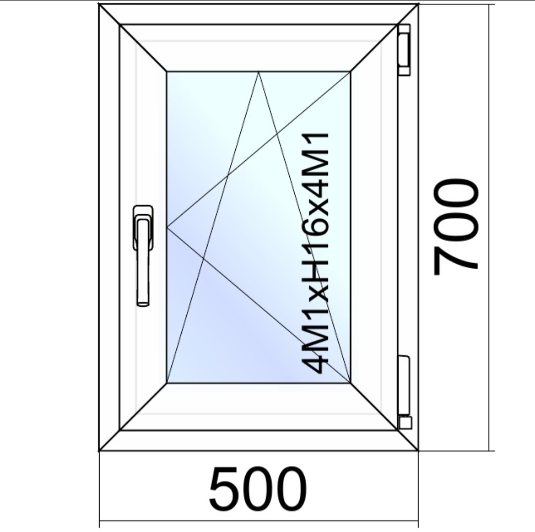 Окно ПВХ Reachmont/ ш.50см*в.70см/поворотно-откидное/правое/однокамерный стеклопакет/ фурнитура Vorne(Турция)