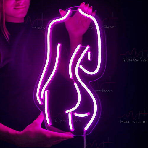 Изображение товара Неоновый светильник, настенная неоновая лампа "Фигура голой девушки" для бара, 42 х 24 см. с диммером