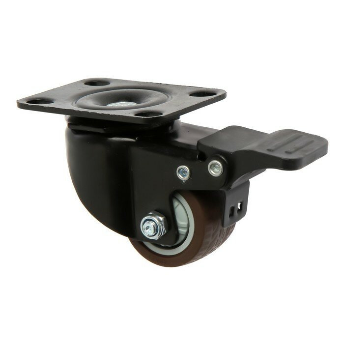 фото Колесо мебельное CAPPIO d=40, на площадке, со стопором, поворотное, покрытие TPR