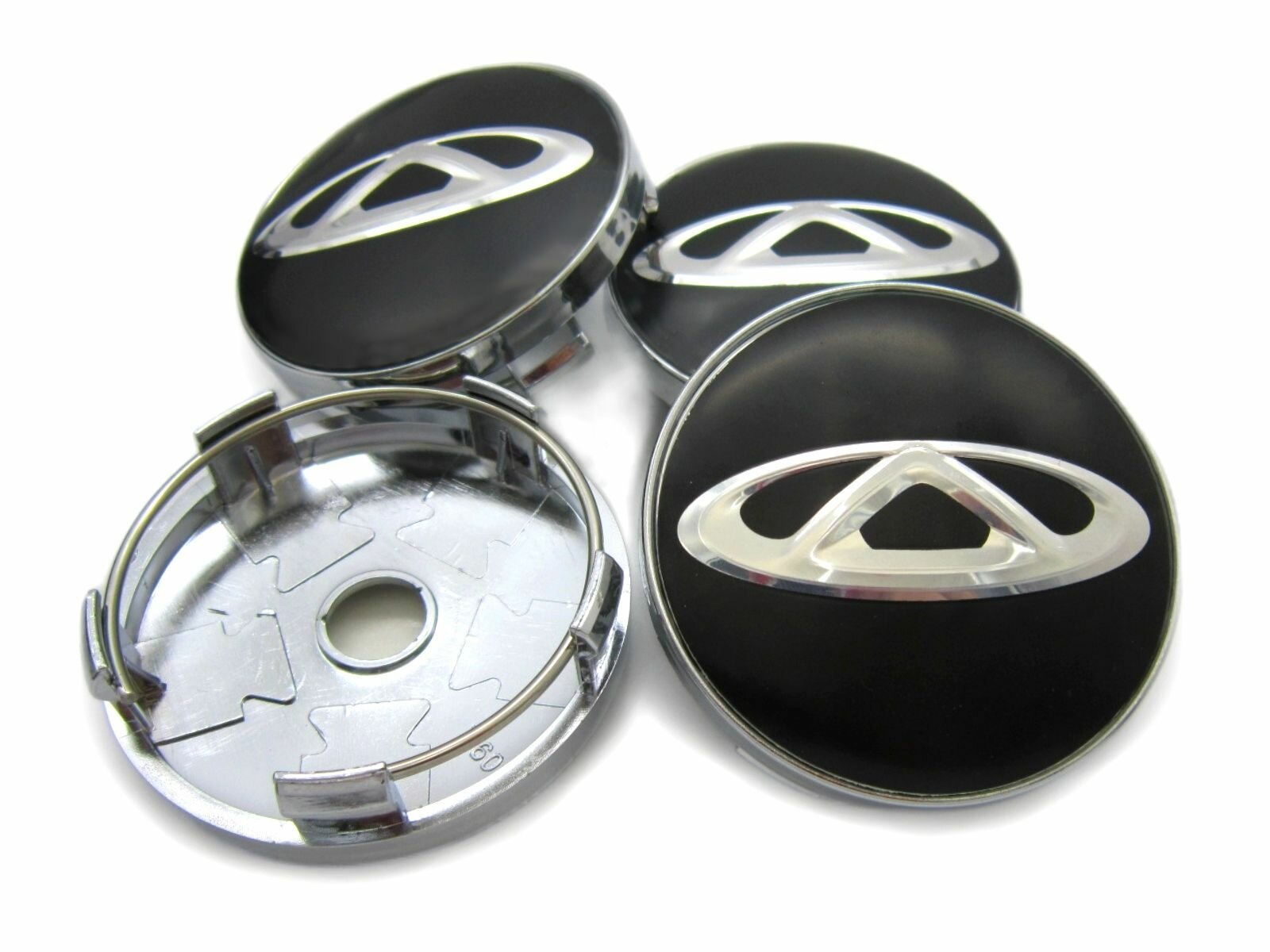 Колпачки заглушки на литые диски Chery 60/56 мм, комплект 4 шт.