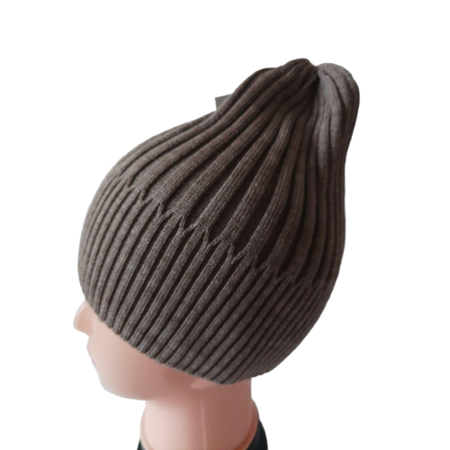 фото Шапка бини , размер 54/57, коричневый hand made tubatay