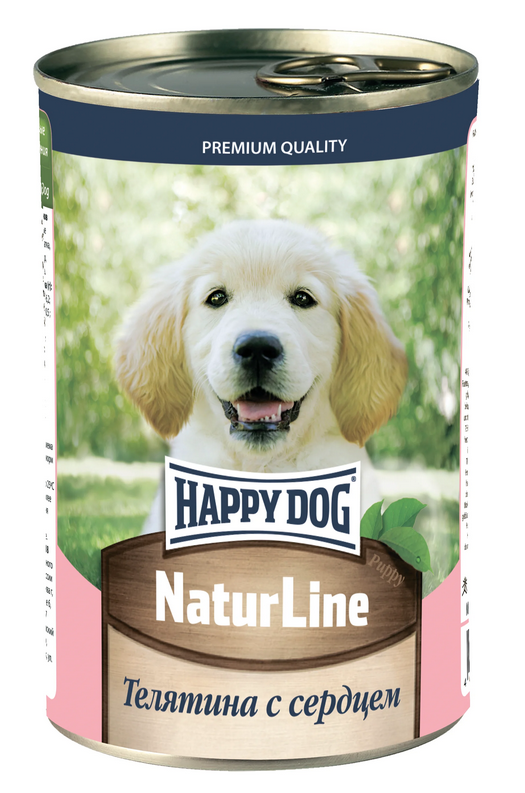 HAPPY DOG NATUR LINE для щенков с телятиной и сердцем (410 гр х 12 шт)